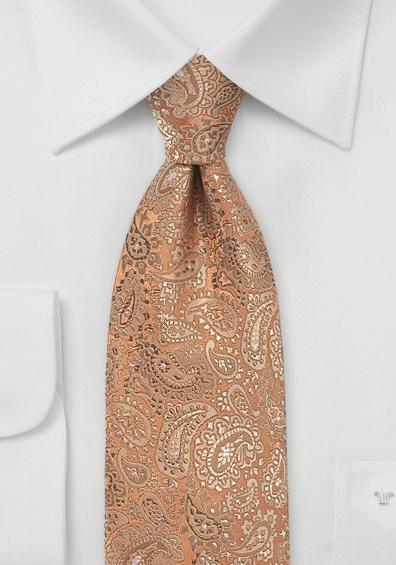 Cravate de mire-nunta brodata portocaliu regal cu motive florale--Cravate Online