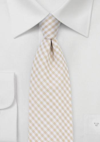 Cravate din bumbac in carouri bej--Cravate Online