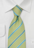 Cravate din matase in dungi turcoaz si verde--Cravate Online