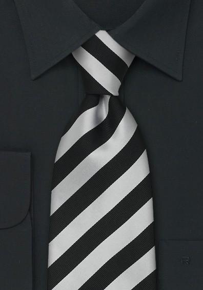 Cravate dungi argintii - negru--Cravate Online