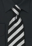 Cravate dungi argintii - negru--Cravate Online