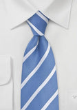 Cravate dungi delicate pe albastru cu dungi albe--Cravate Online
