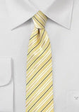 Cravate galben bumbac si matase cu dungi--Cravate Online