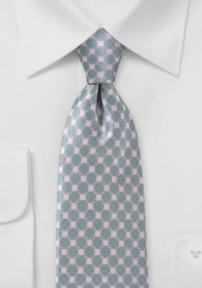 Cravate gri roz decorativ din matase italiana--Cravate Online