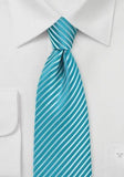 Cravate ieftine cu dungi cyan--Cravate Online