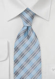 Cravate in carouri albastru deschis - argintiu--Cravate Online