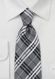 Cravate lungi gri argintiu carouri, 160 cm--Cravate Online