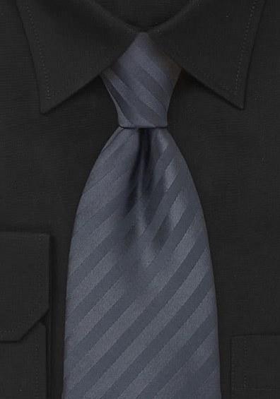 Cravate mari, antracit, cu dungi într-o singură culoare--Cravate Online