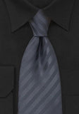 Cravate mari, antracit, cu dungi într-o singură culoare--Cravate Online