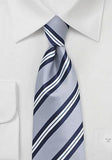 Cravate matase albastru cu dungi albastru--Cravate Online
