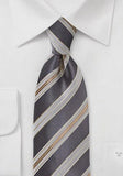 Cravata business cu dungi in antracit