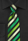 Cravate matase dungi verde si crem, 8.5 cm