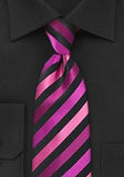Cravate matase dungi vesele negru si roz, 8.5 cm