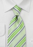 Cravate matase dungi vesele verde alb negru, 8.5 cm
