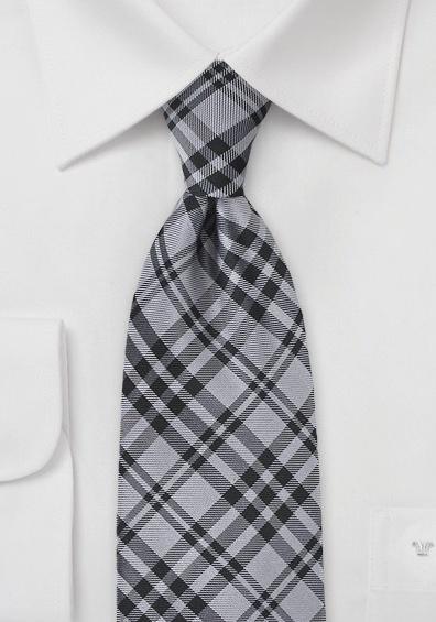 Cravate matase eleganta carouri gri - negru--Cravate Online