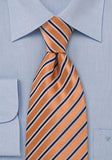 Cravate matase mare portocalie, cu dungi, matase--Cravate Online