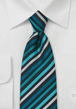 Cravate matase neagra cu dungi albastre, 160 cm