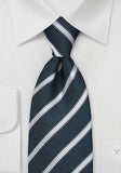 Cravate matase neagra cu dungi albe , 148 cm--Cravate Online