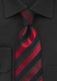 Cravate matase negru cu rosu cu dungi , 8.5 cm--Cravate Online