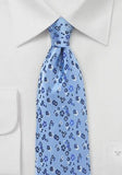 Cravate matase stralucitoare motive florale albastru--Cravate Online