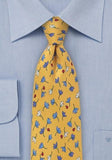 Cravate model floral galben mustar din matase italiana--Cravate Online