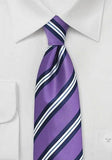 Cravate mov deschis cu dungi albastru inchis si alb--Cravate Online