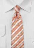 Cravate din bumbac pentru barbati, portocaliu bumbac si matase  cu dungi 7 cm, slim