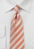 Cravate portocaliu bumbac si matase cu dungi--Cravate Online