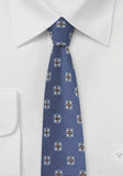 Cravate slim albastra cu embleme--Cravate Online