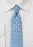 Cravate slim albastru deschis cu puncte--Cravate Online