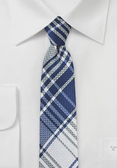 Cravate slim albastru regal - alb imaculat--Cravate Online