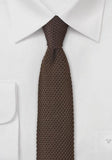Cravate slim barbati matase tricotata capuccino-maro-coffee