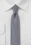 Cravate slim barbati matase tricotata gri deschis--Cravate Online