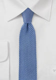 Cravate slim barbati matase tricotata slim albastru deschis