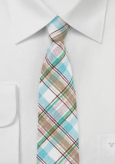 Cravate slim carouri menta-verde--Cravate Online