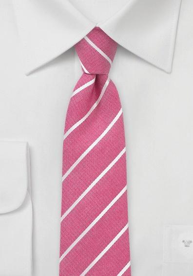 Cravate slim dungi alb perlat roz--Cravate Online