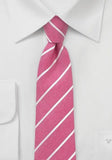 Cravate slim dungi alb perlat roz