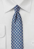 Cravate slim Pepita decor albastru, 7cm, Microfibra