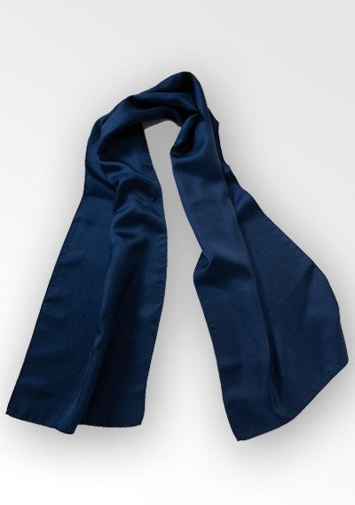 Eșarfă pentru femei mătase albastru închis, 140 x 30 cm