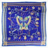 Esarfă damă de mătase, cer albastru albastru închis, 90 x 90 cm