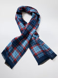 Eșarfă dublă tartan carouri albastru regal, 170 x 30 cm