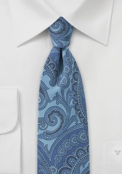 Cravată albastră din matase, 7cm
