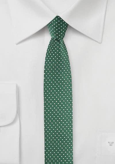 Cravată verde nobil, îngustă 4cm, sticlă verde punctată, pentru Bărbați - Cravatepedia