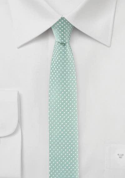 Cravată extra subțire, 4cm, în albastru-verde cu puncte - Cravatepedia