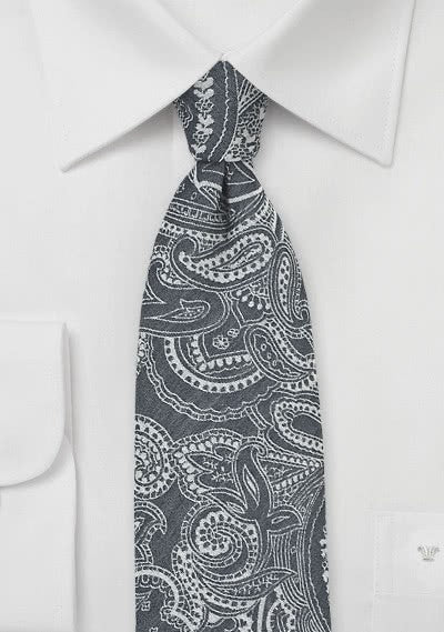 Cravata Motivul Paisley de afaceri cravată bumbac antracit