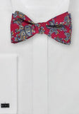 Papioane matase italiana lux rosu cu model paisley--Cravate Online