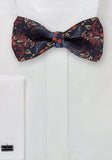 Papion matase italiana albastru floral--Cravate Online