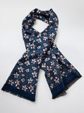 Eșarfă Model floral fete duble bleumarin, 170 x 30 cm