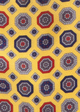 Eșarfă de mătase ornamente octogonale galben auriu