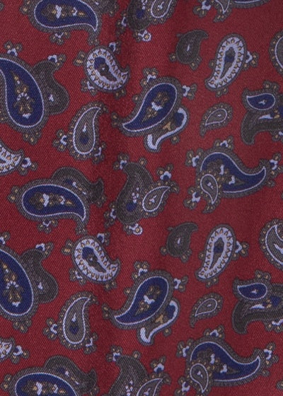 Eșarfă de mătase design elegant paisley roșu închis